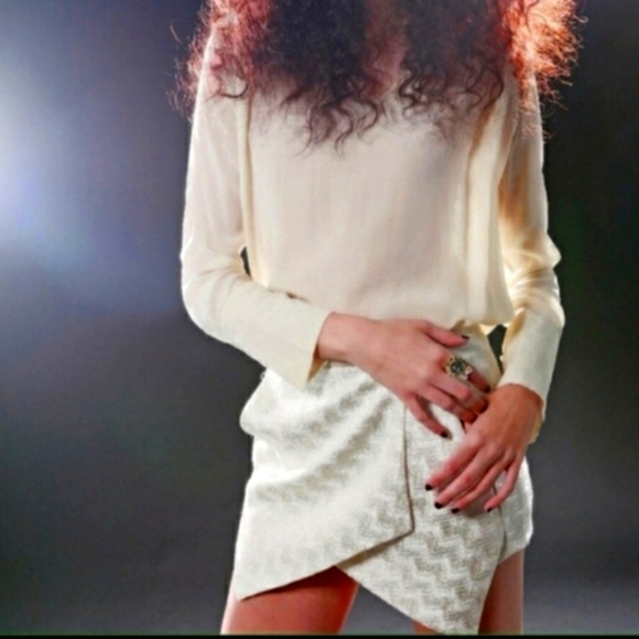 Chelsea & Violet Cream/Gold Sparkle Skort Size Large Dressy Classic - Picture 2 of 8